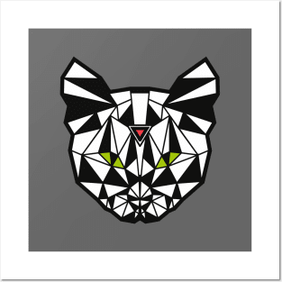 Black and White Geometric Cat Posters and Art